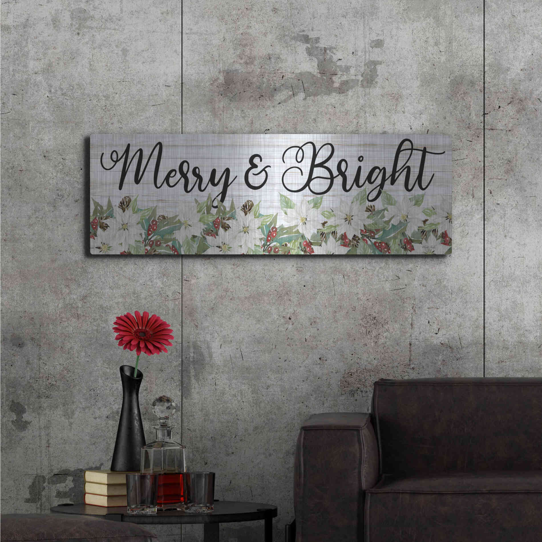 Luxe Metal Art 'Merry & Bright' by Cindy Jacobs, Metal Wall Art,48x16