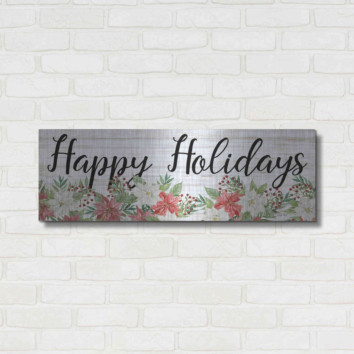 Luxe Metal Art 'Happy Holidays Sign' by Cindy Jacobs, Metal Wall Art,36x12