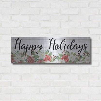 Luxe Metal Art 'Happy Holidays Sign' by Cindy Jacobs, Metal Wall Art,36x12