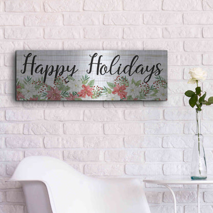 Luxe Metal Art 'Happy Holidays Sign' by Cindy Jacobs, Metal Wall Art,36x12