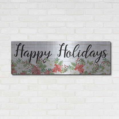 Luxe Metal Art 'Happy Holidays Sign' by Cindy Jacobs, Metal Wall Art,48x16