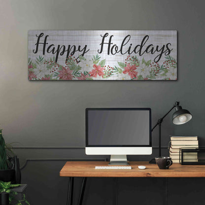 Luxe Metal Art 'Happy Holidays Sign' by Cindy Jacobs, Metal Wall Art,48x16