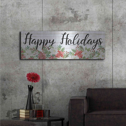 Luxe Metal Art 'Happy Holidays Sign' by Cindy Jacobs, Metal Wall Art,48x16