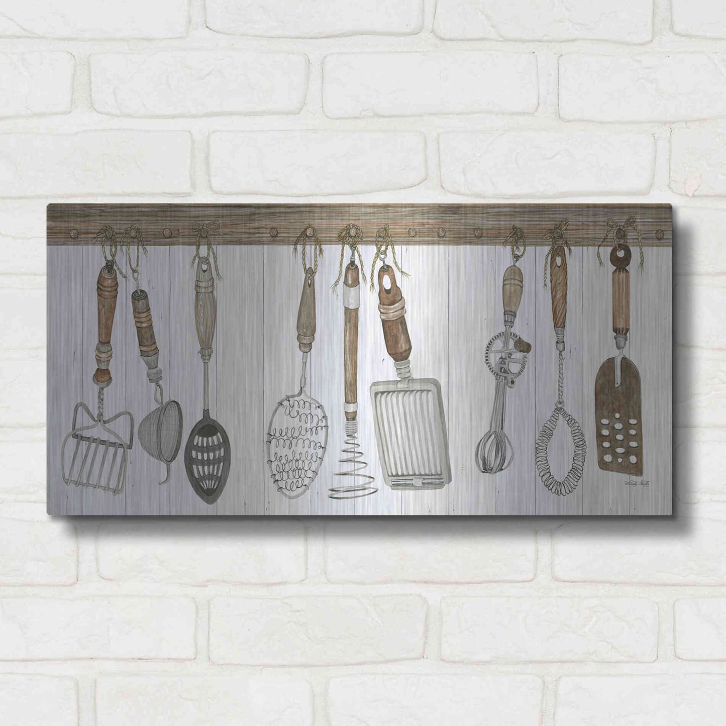 Luxe Metal Art 'Kitchen Tools' by Cindy Jacobs, Metal Wall Art,24x12