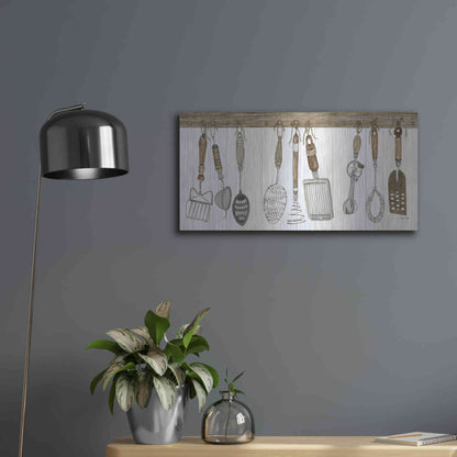 Luxe Metal Art 'Kitchen Tools' by Cindy Jacobs, Metal Wall Art,24x12