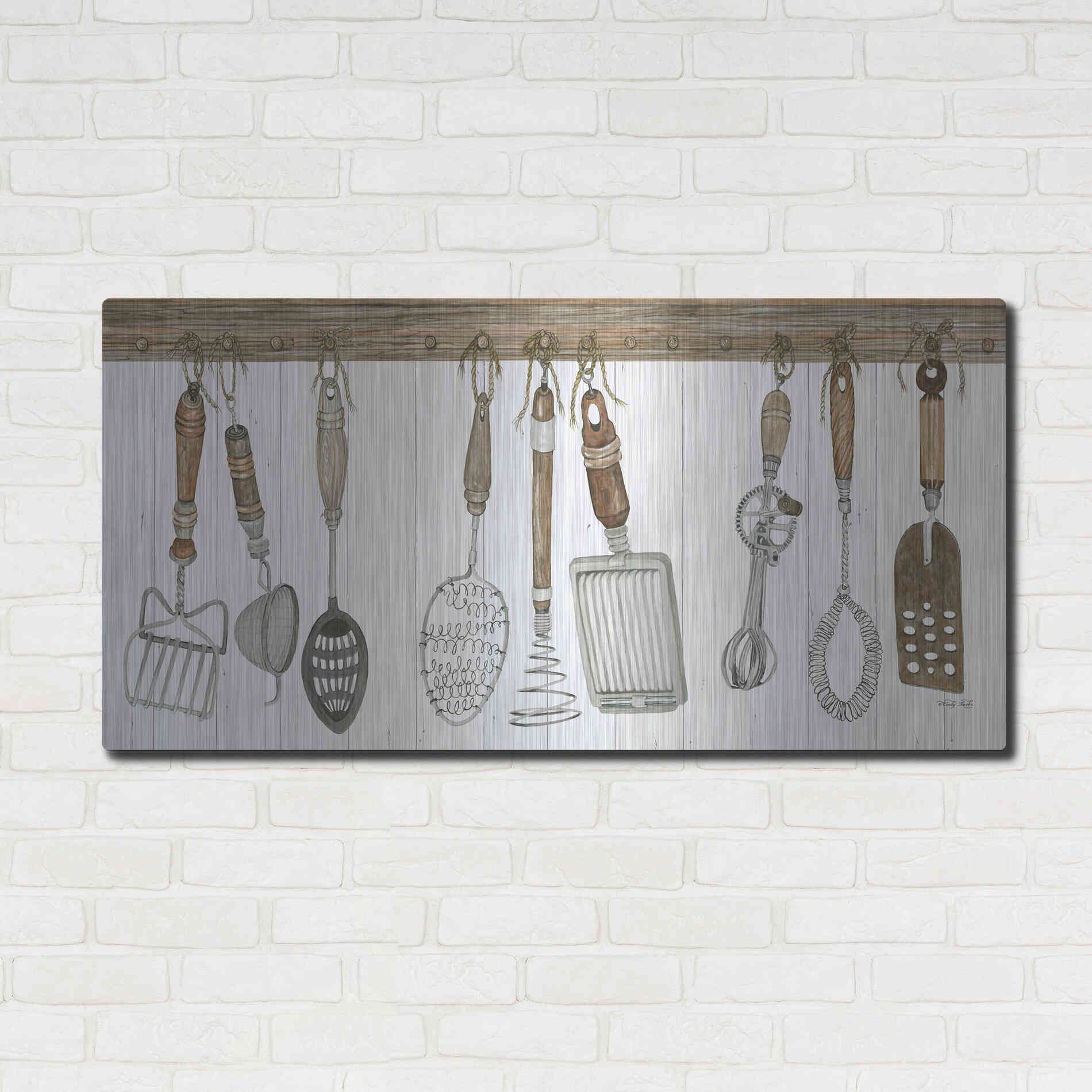 Luxe Metal Art 'Kitchen Tools' by Cindy Jacobs, Metal Wall Art,48x24