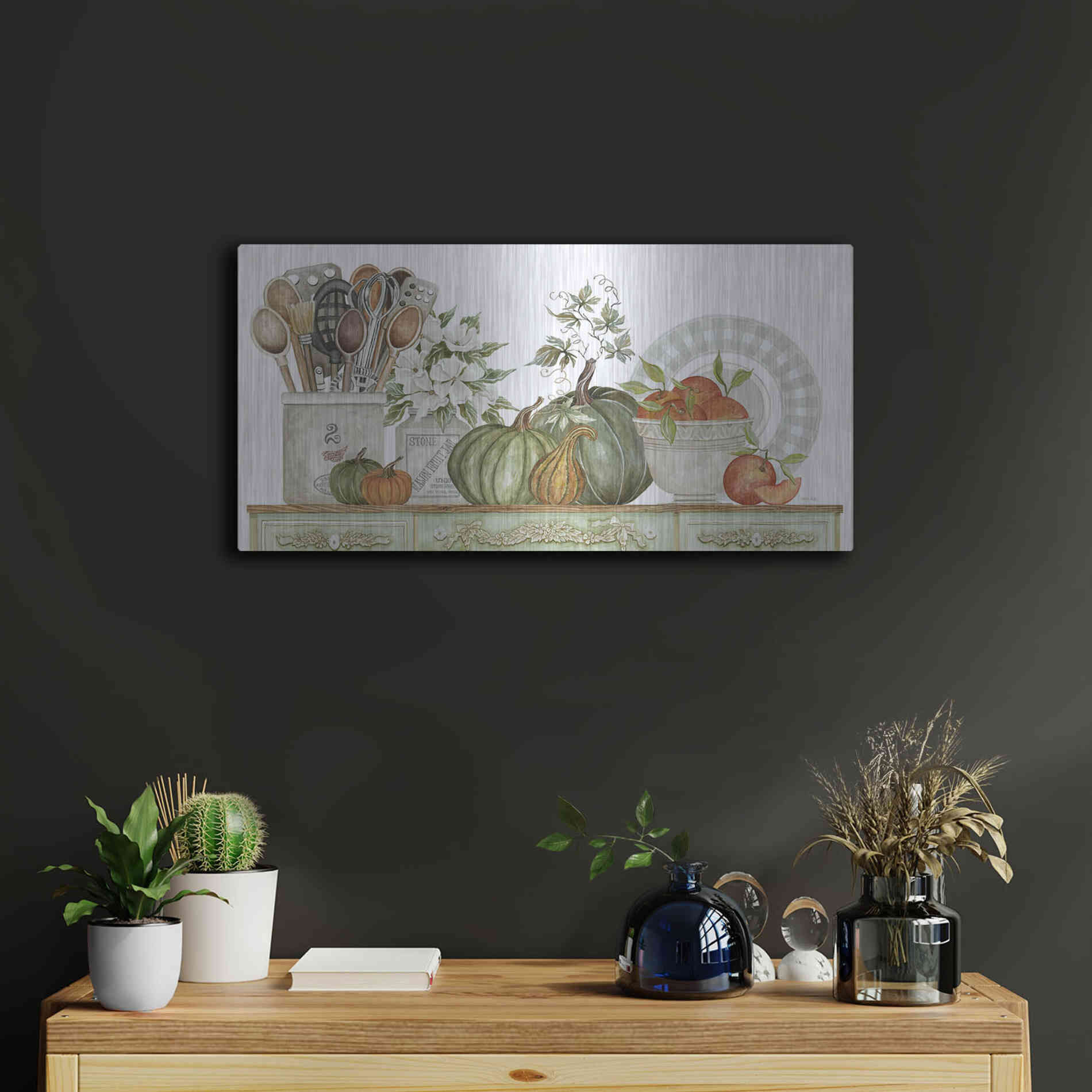 Luxe Metal Art 'Kitchen Splendor' by Cindy Jacobs, Metal Wall Art,24x12