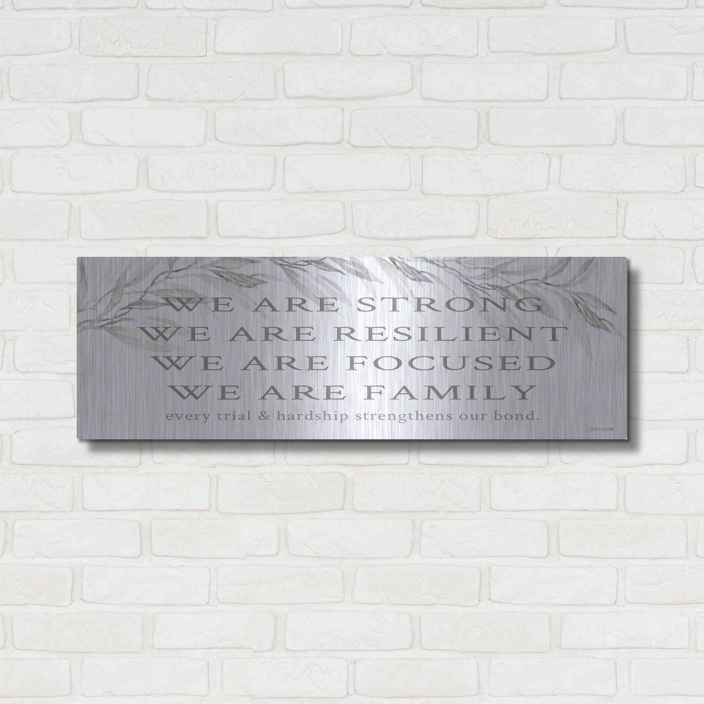Luxe Metal Art 'We Are Family' by Cindy Jacobs, Metal Wall Art,36x12