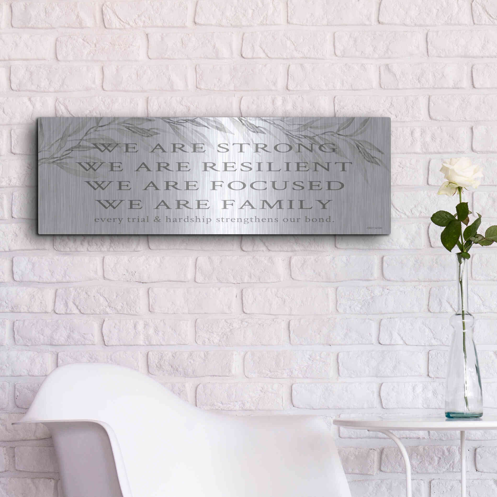 Luxe Metal Art 'We Are Family' by Cindy Jacobs, Metal Wall Art,36x12