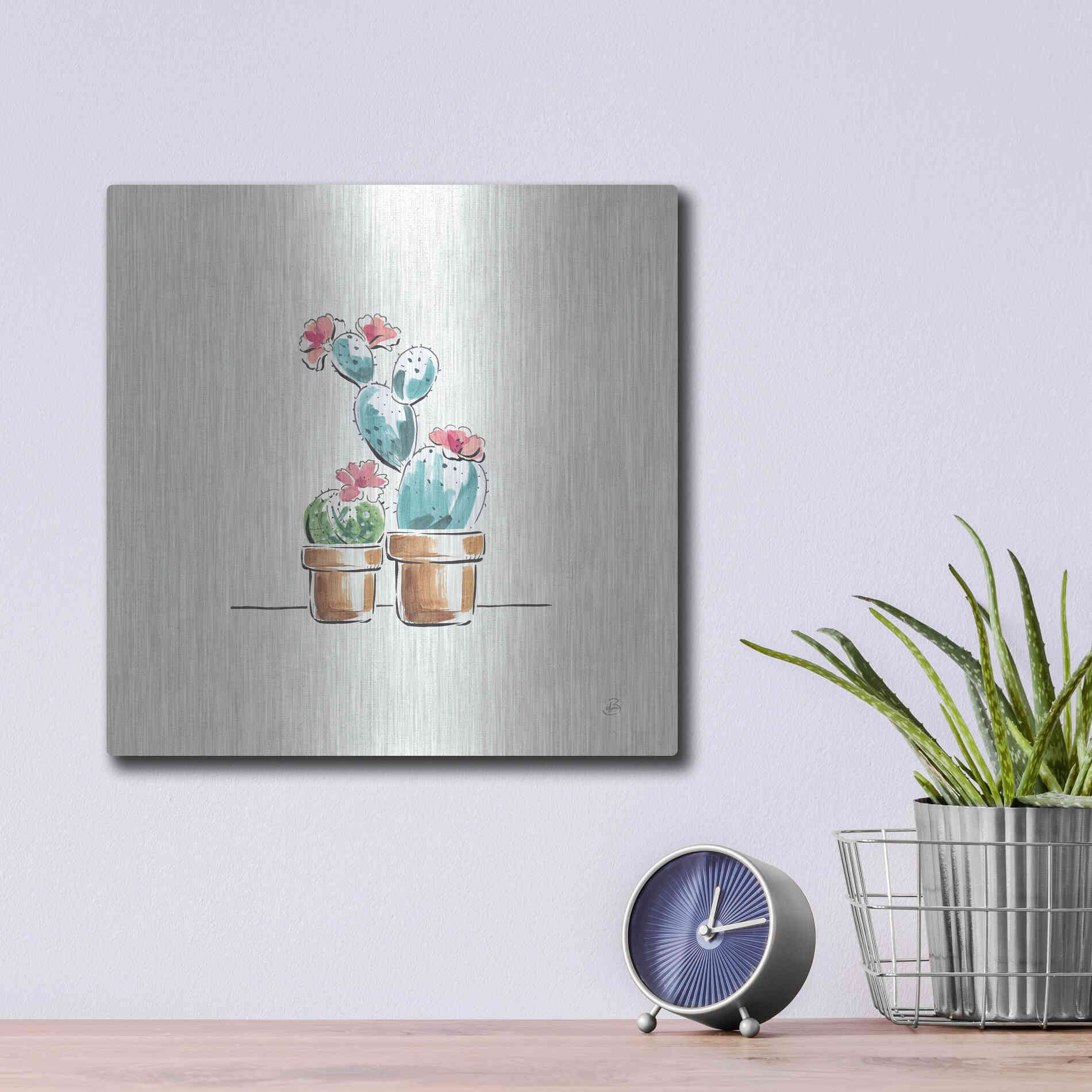 Luxe Metal Art 'Desert Bloom V' by Daphne Brissonet, Metal Wall Art,12x12