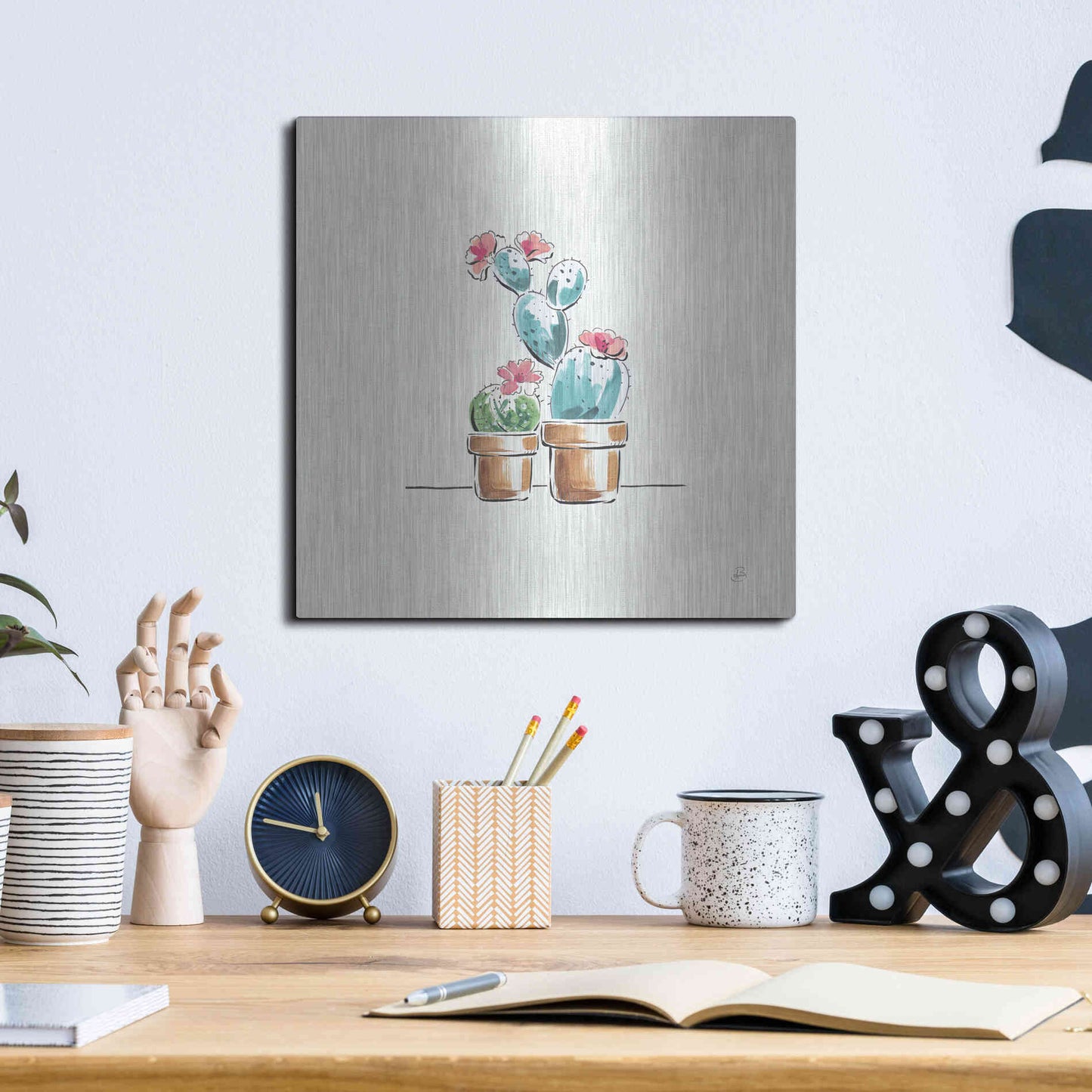 Luxe Metal Art 'Desert Bloom V' by Daphne Brissonet, Metal Wall Art,12x12