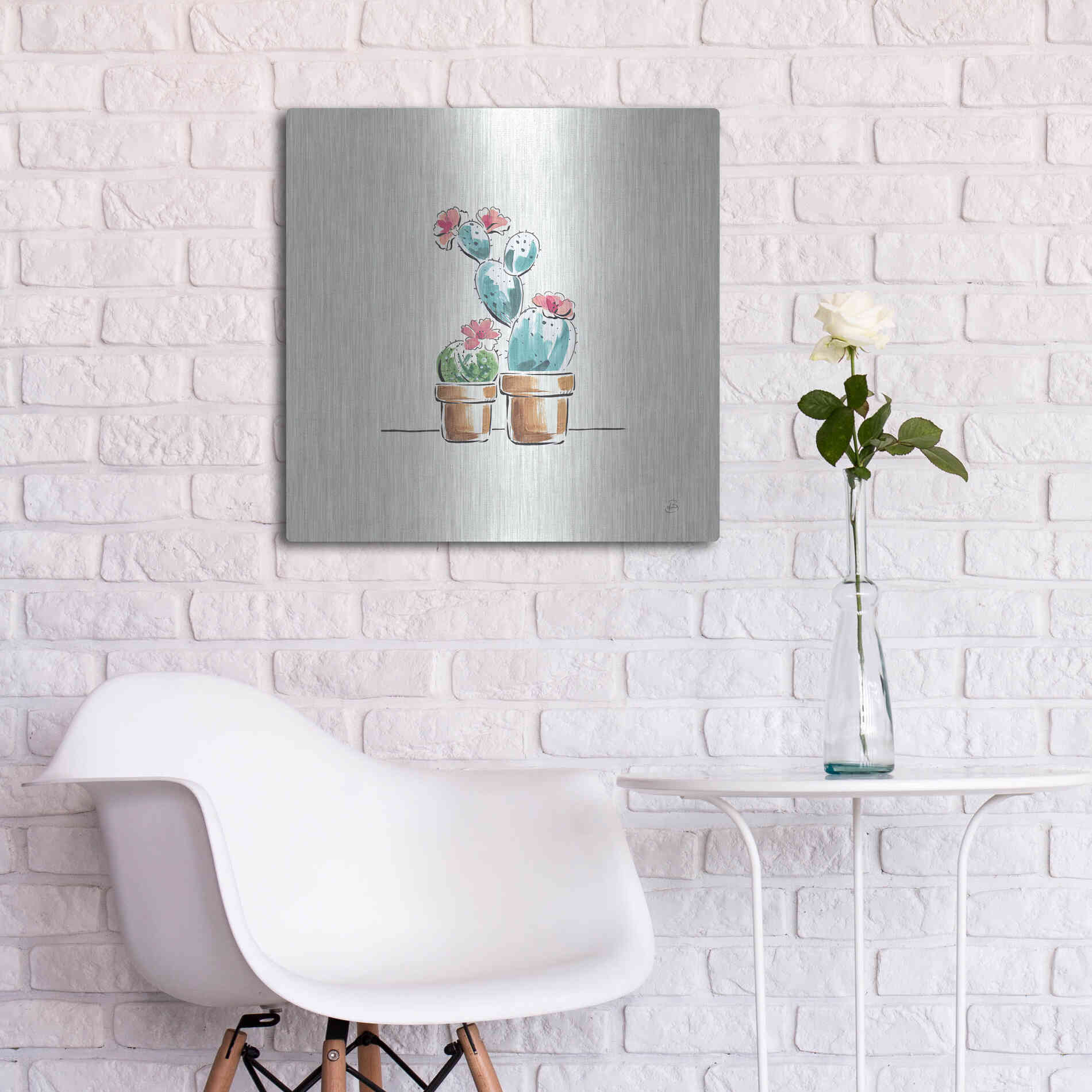 Luxe Metal Art 'Desert Bloom V' by Daphne Brissonet, Metal Wall Art,24x24