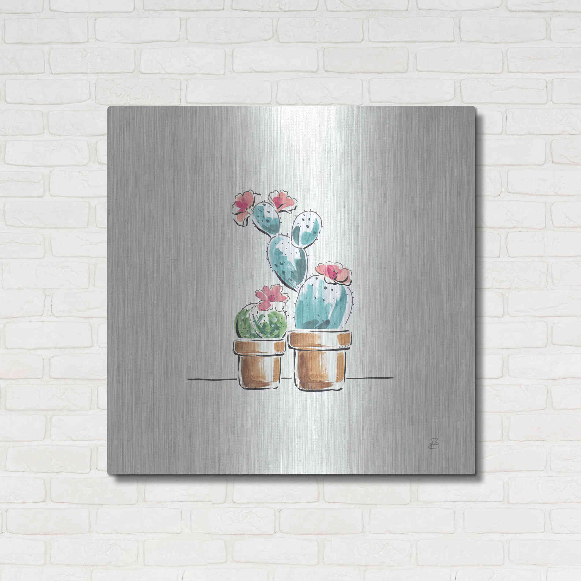 Luxe Metal Art 'Desert Bloom V' by Daphne Brissonet, Metal Wall Art,36x36