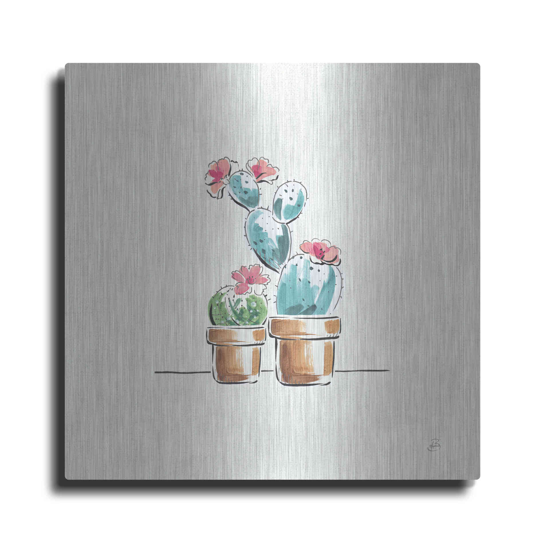 Luxe Metal Art 'Desert Bloom V' by Daphne Brissonet, Metal Wall Art