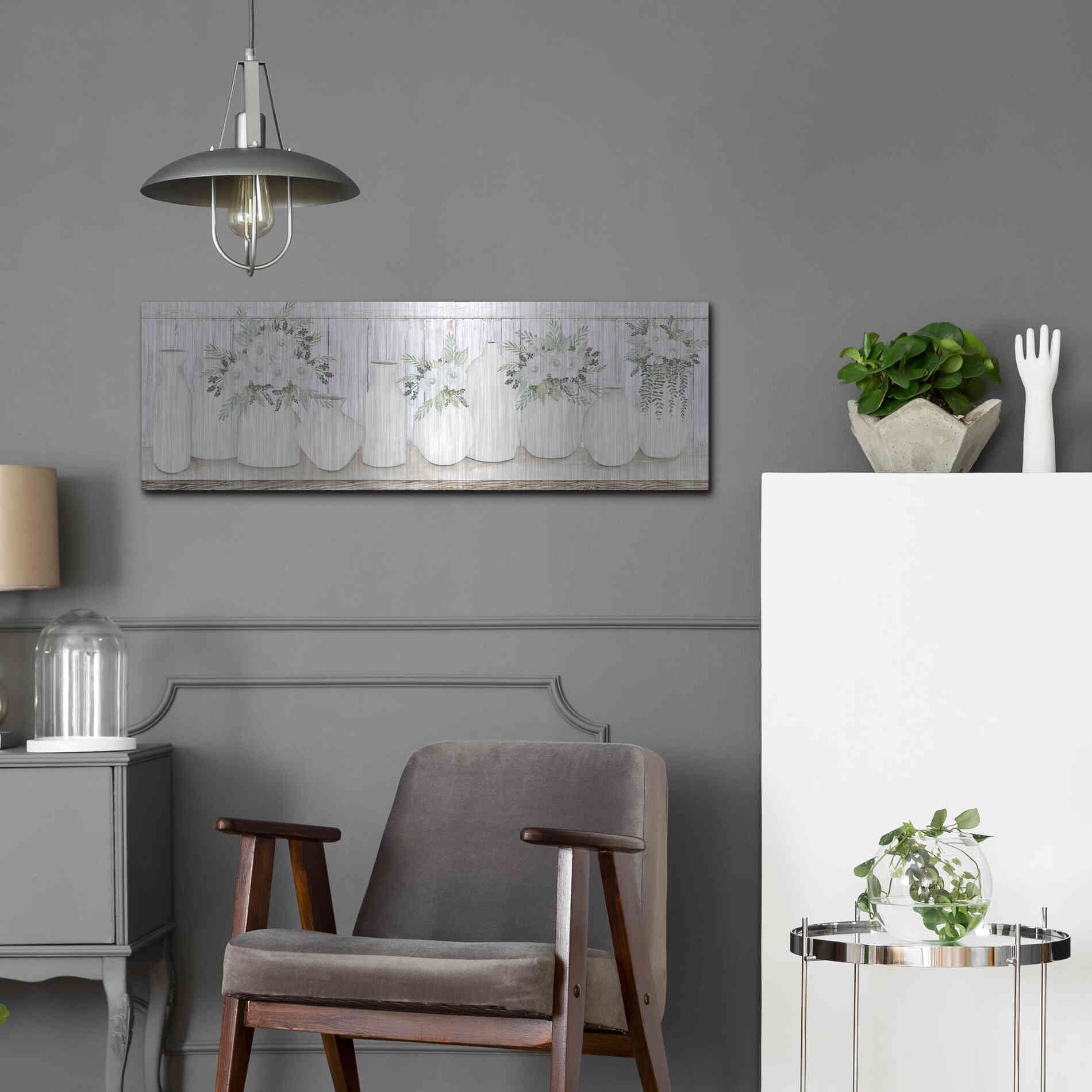 Luxe Metal Art 'White Simplicity' by Cindy Jacobs, Metal Wall Art,36x12