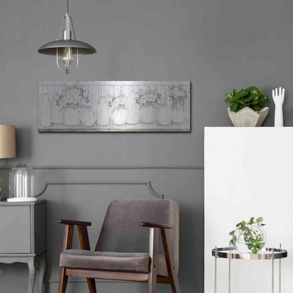 Luxe Metal Art 'White Simplicity' by Cindy Jacobs, Metal Wall Art,36x12