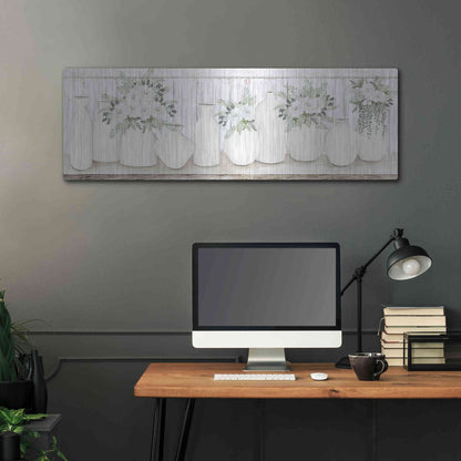 Luxe Metal Art 'White Simplicity' by Cindy Jacobs, Metal Wall Art,48x16