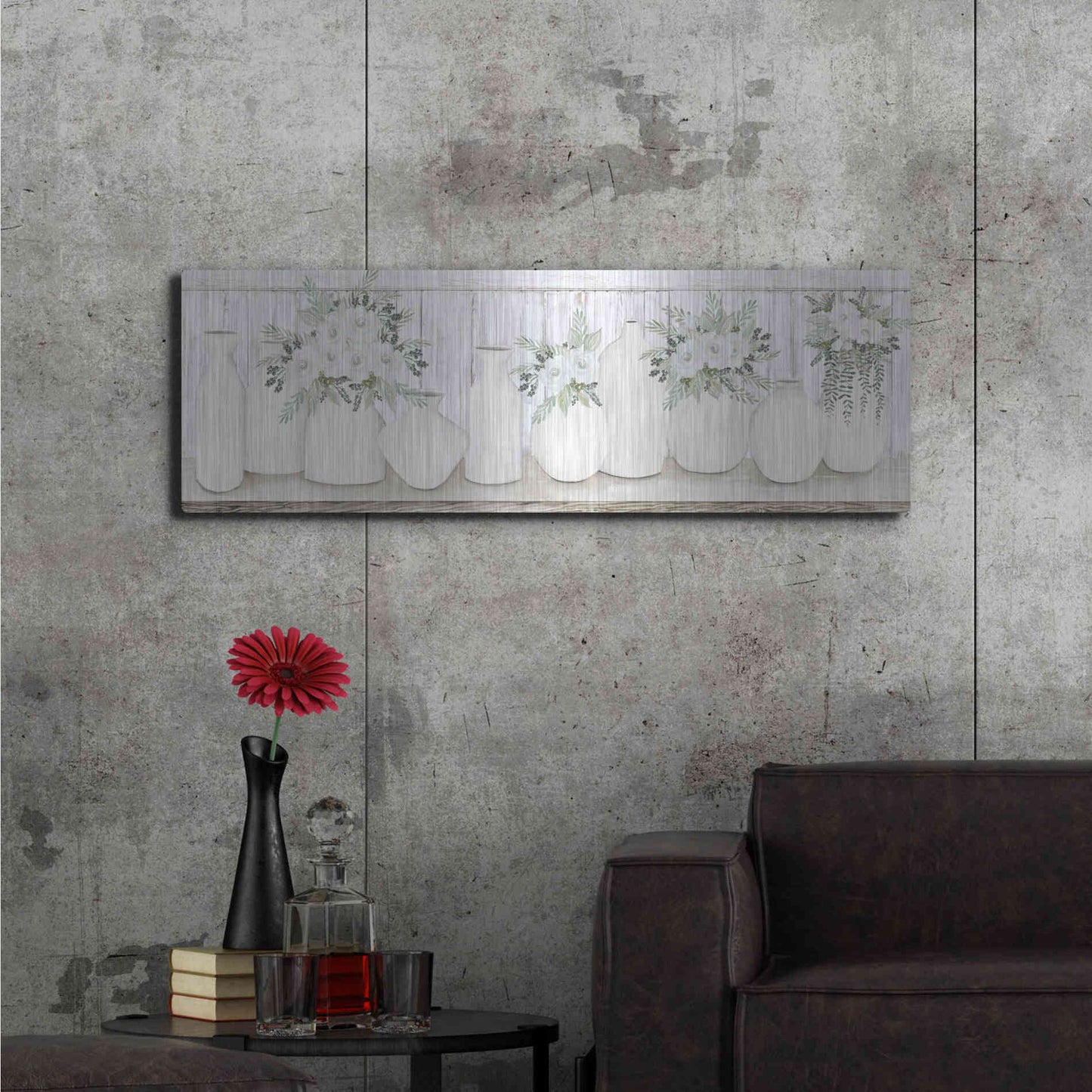 Luxe Metal Art 'White Simplicity' by Cindy Jacobs, Metal Wall Art,48x16