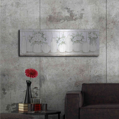 Luxe Metal Art 'White Simplicity' by Cindy Jacobs, Metal Wall Art,48x16