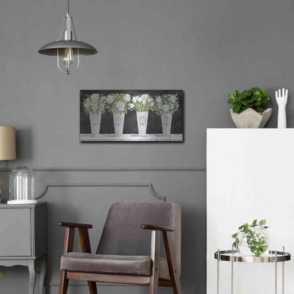 Luxe Metal Art 'White Flowers Still Life II' by Cindy Jacobs, Metal Wall Art,24x12