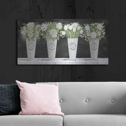 Luxe Metal Art 'White Flowers Still Life II' by Cindy Jacobs, Metal Wall Art,48x24