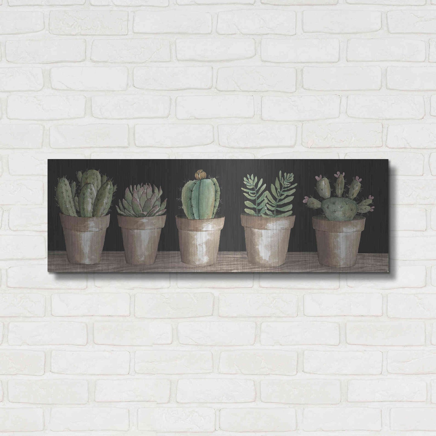 Luxe Metal Art 'Cactus Row' by Cindy Jacobs, Metal Wall Art,36x12