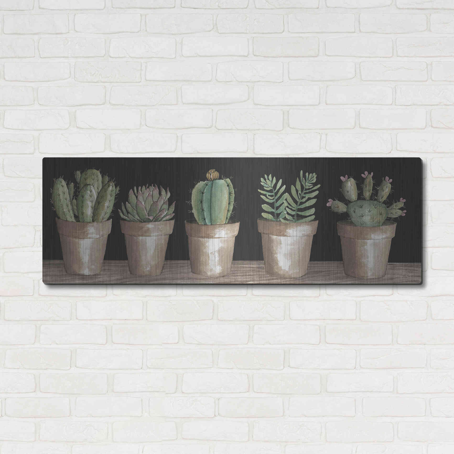 Luxe Metal Art 'Cactus Row' by Cindy Jacobs, Metal Wall Art,48x16
