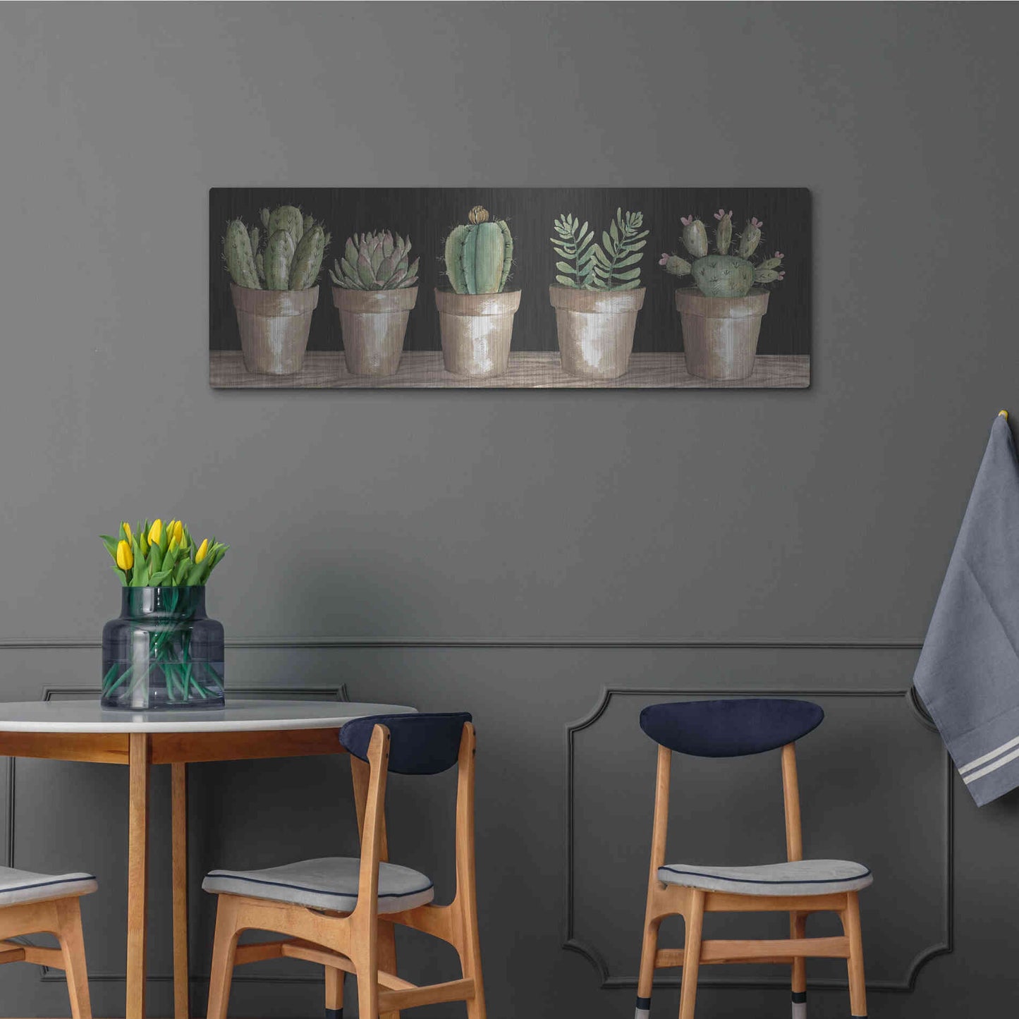 Luxe Metal Art 'Cactus Row' by Cindy Jacobs, Metal Wall Art,48x16