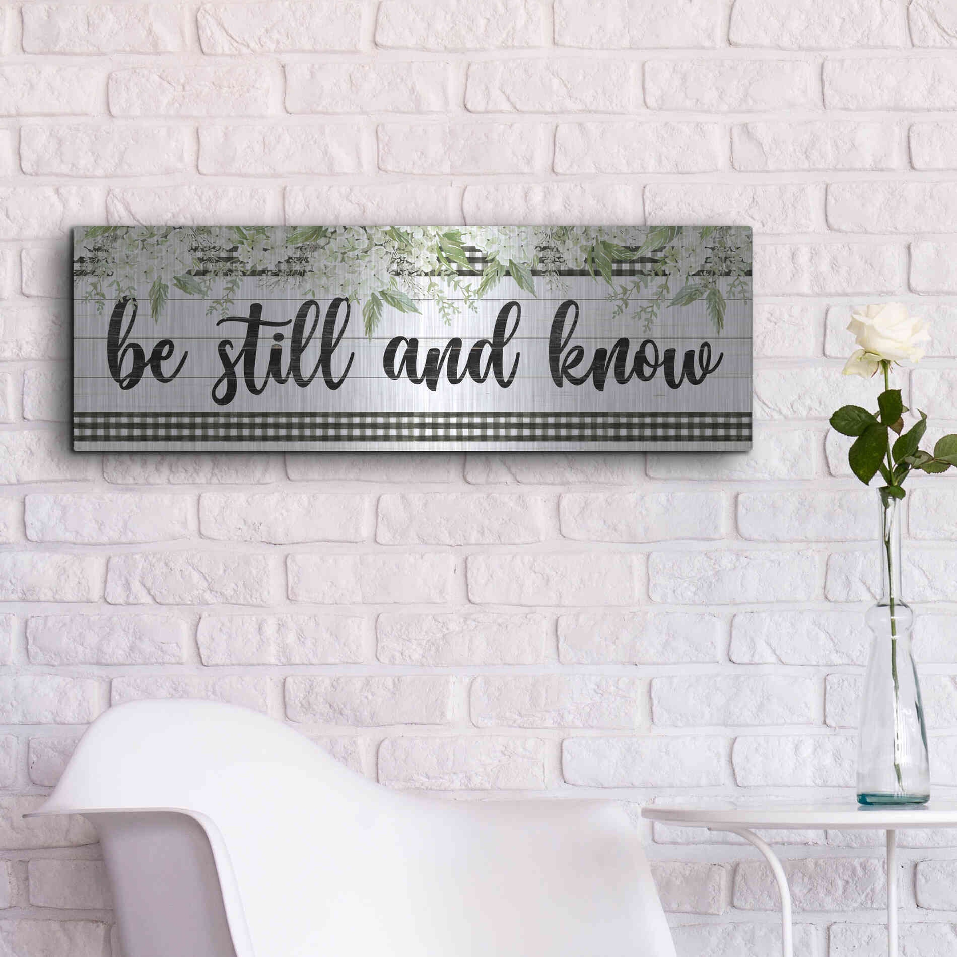 Luxe Metal Art 'Be Still & Know' by Cindy Jacobs, Metal Wall Art,36x12
