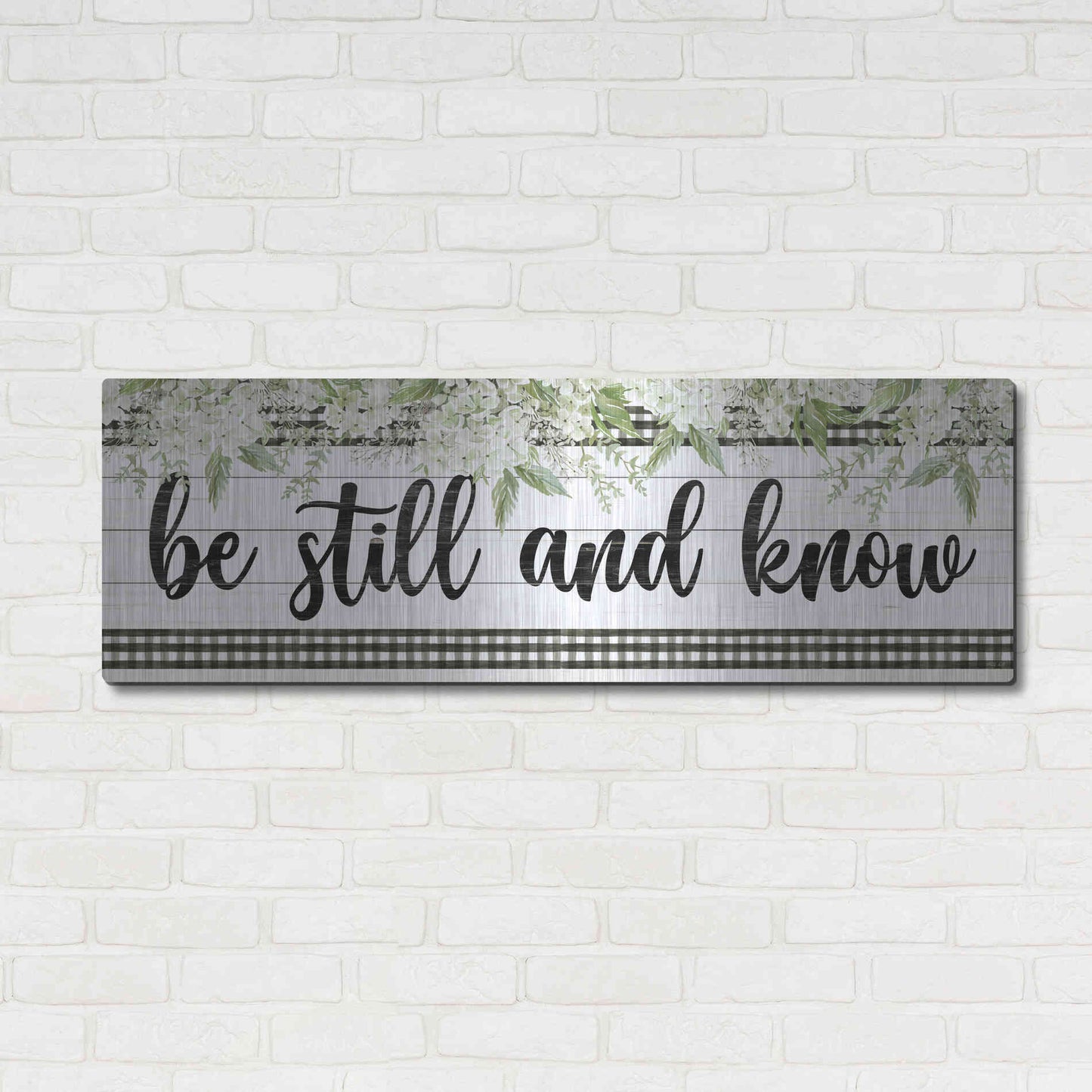 Luxe Metal Art 'Be Still & Know' by Cindy Jacobs, Metal Wall Art,48x16
