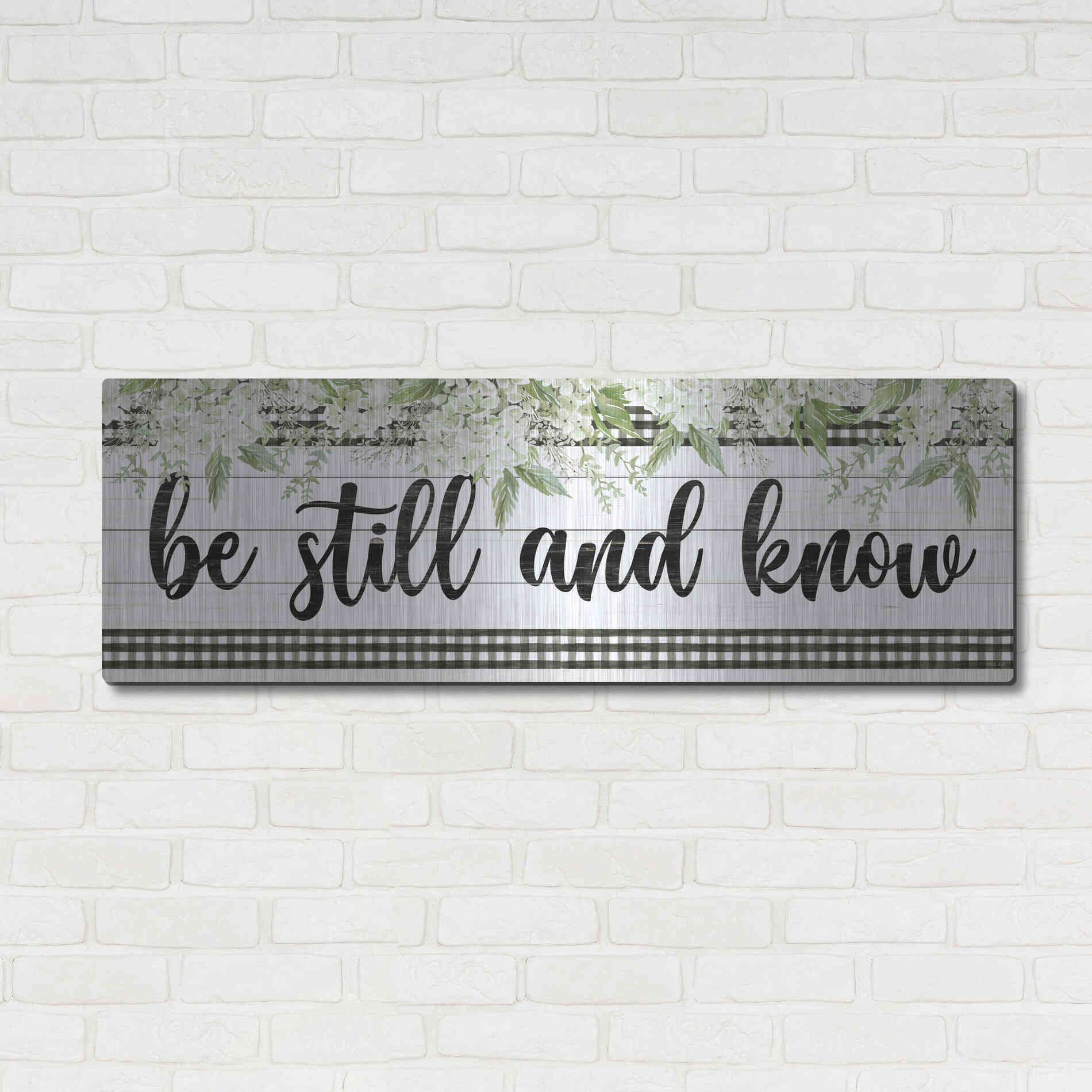 Luxe Metal Art 'Be Still & Know' by Cindy Jacobs, Metal Wall Art,48x16