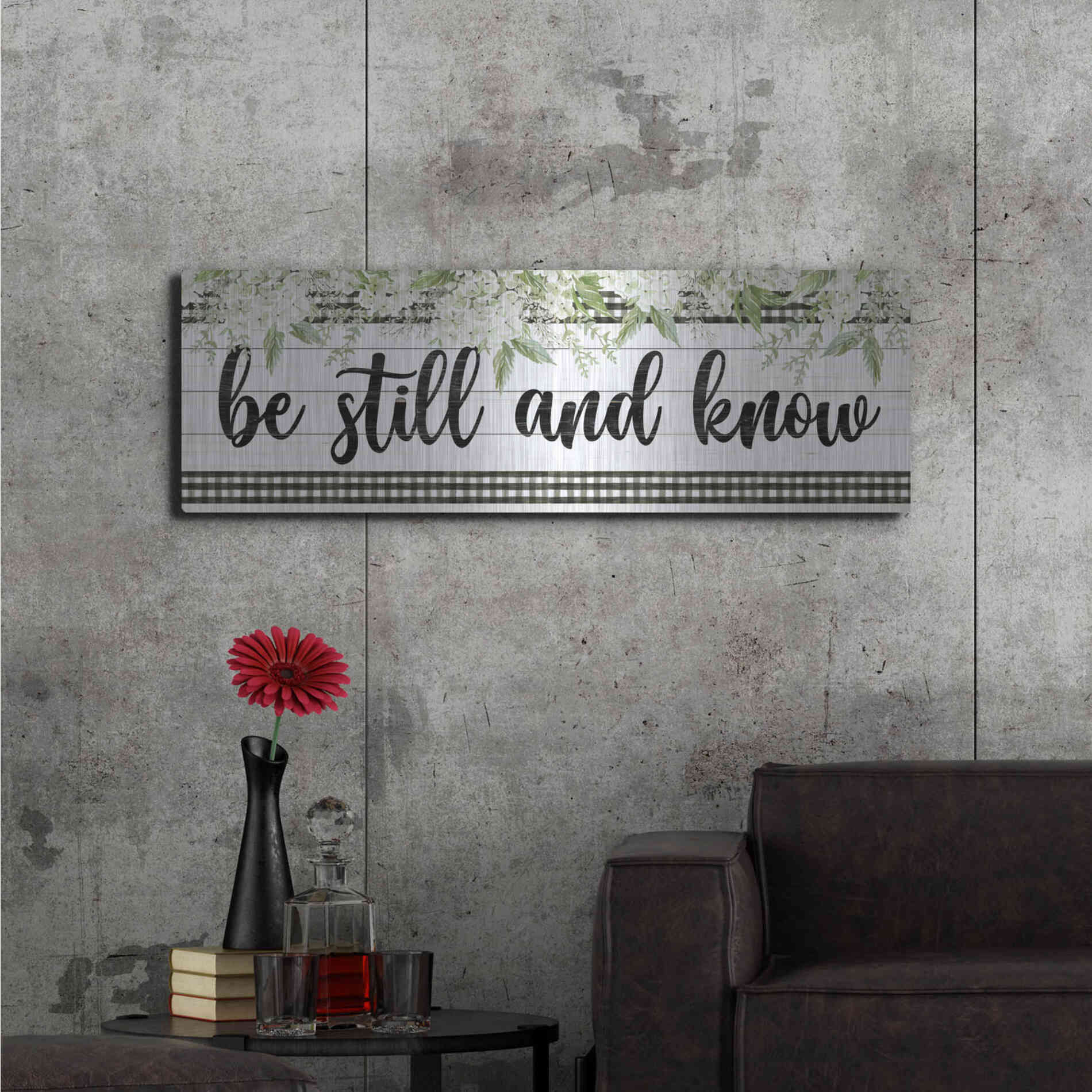 Luxe Metal Art 'Be Still & Know' by Cindy Jacobs, Metal Wall Art,48x16