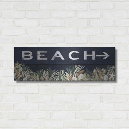Luxe Metal Art 'Beach Sign' by Cindy Jacobs, Metal Wall Art,36x12