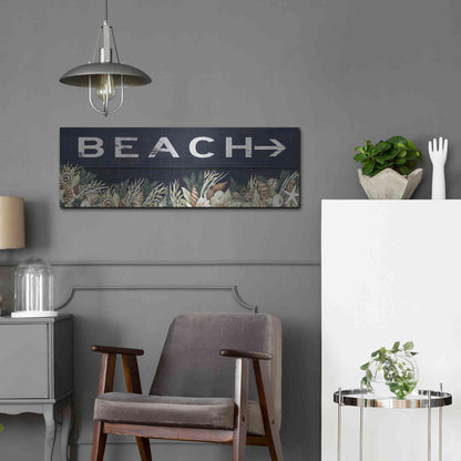 Luxe Metal Art 'Beach Sign' by Cindy Jacobs, Metal Wall Art,36x12