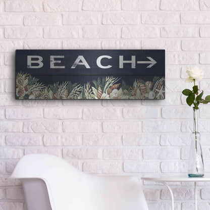 Luxe Metal Art 'Beach Sign' by Cindy Jacobs, Metal Wall Art,36x12