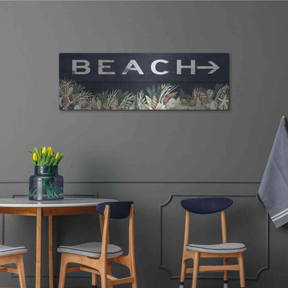 Luxe Metal Art 'Beach Sign' by Cindy Jacobs, Metal Wall Art,48x16