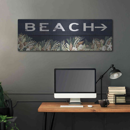 Luxe Metal Art 'Beach Sign' by Cindy Jacobs, Metal Wall Art,48x16