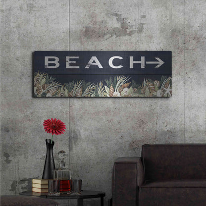 Luxe Metal Art 'Beach Sign' by Cindy Jacobs, Metal Wall Art,48x16
