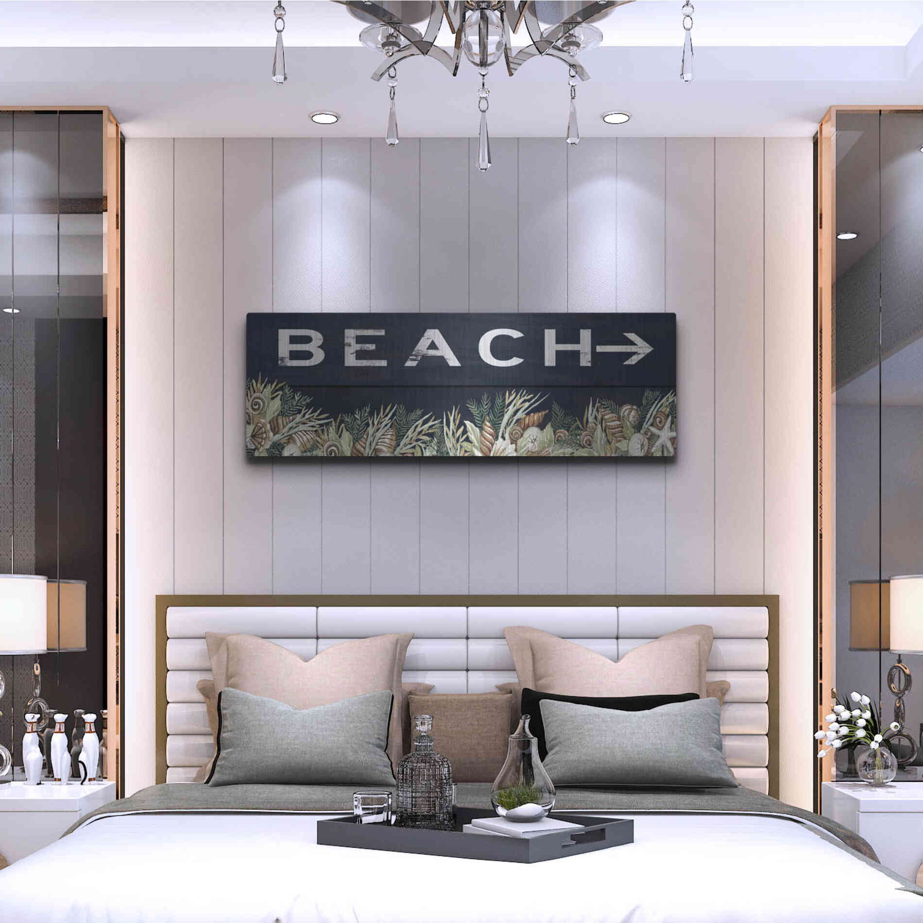 Luxe Metal Art 'Beach Sign' by Cindy Jacobs, Metal Wall Art,48x16