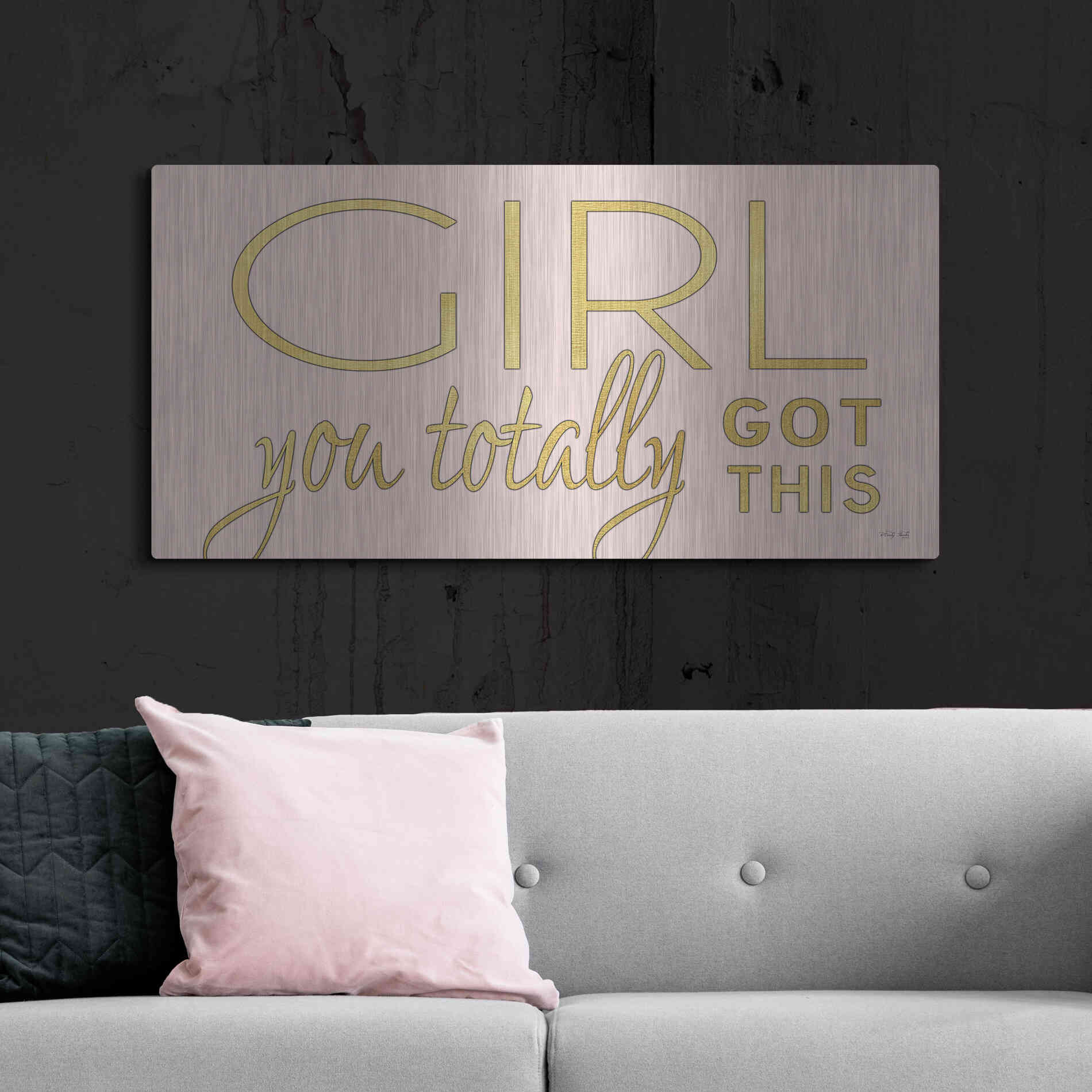 Luxe Metal Art 'Girl You Totally Got This' by Cindy Jacobs, Metal Wall Art,48x24