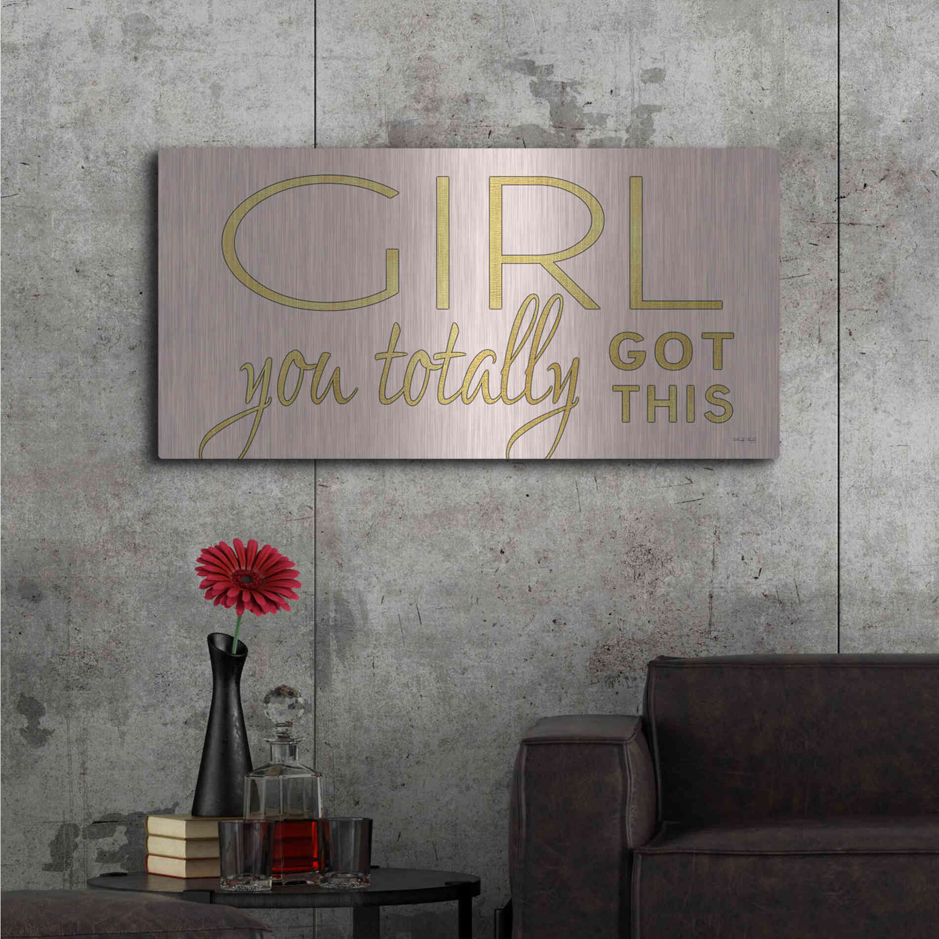 Luxe Metal Art 'Girl You Totally Got This' by Cindy Jacobs, Metal Wall Art,48x24