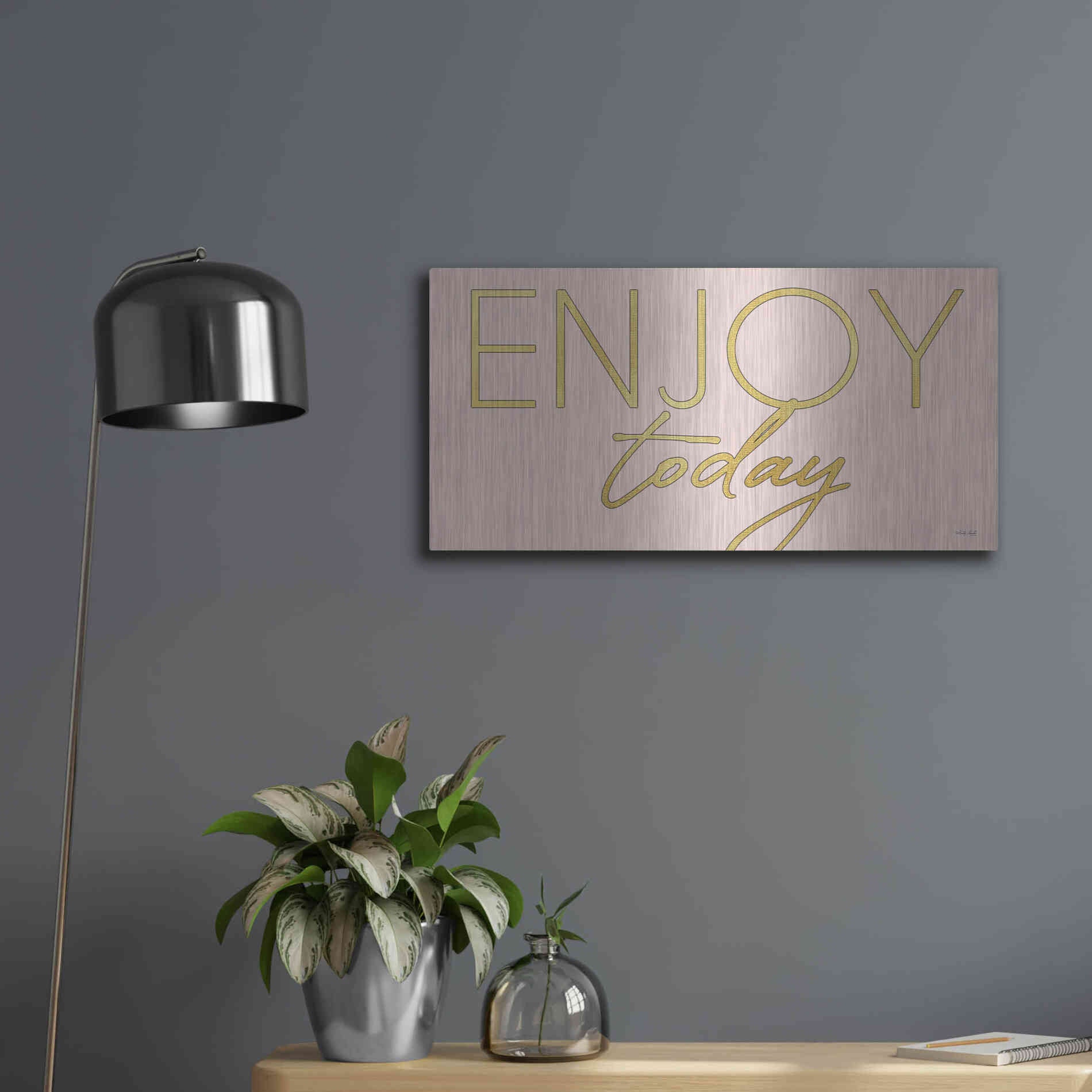 Luxe Metal Art 'Enjoy Today' by Cindy Jacobs, Metal Wall Art,24x12