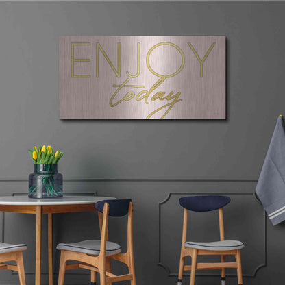 Luxe Metal Art 'Enjoy Today' by Cindy Jacobs, Metal Wall Art,48x24