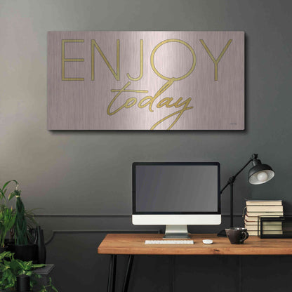 Luxe Metal Art 'Enjoy Today' by Cindy Jacobs, Metal Wall Art,48x24