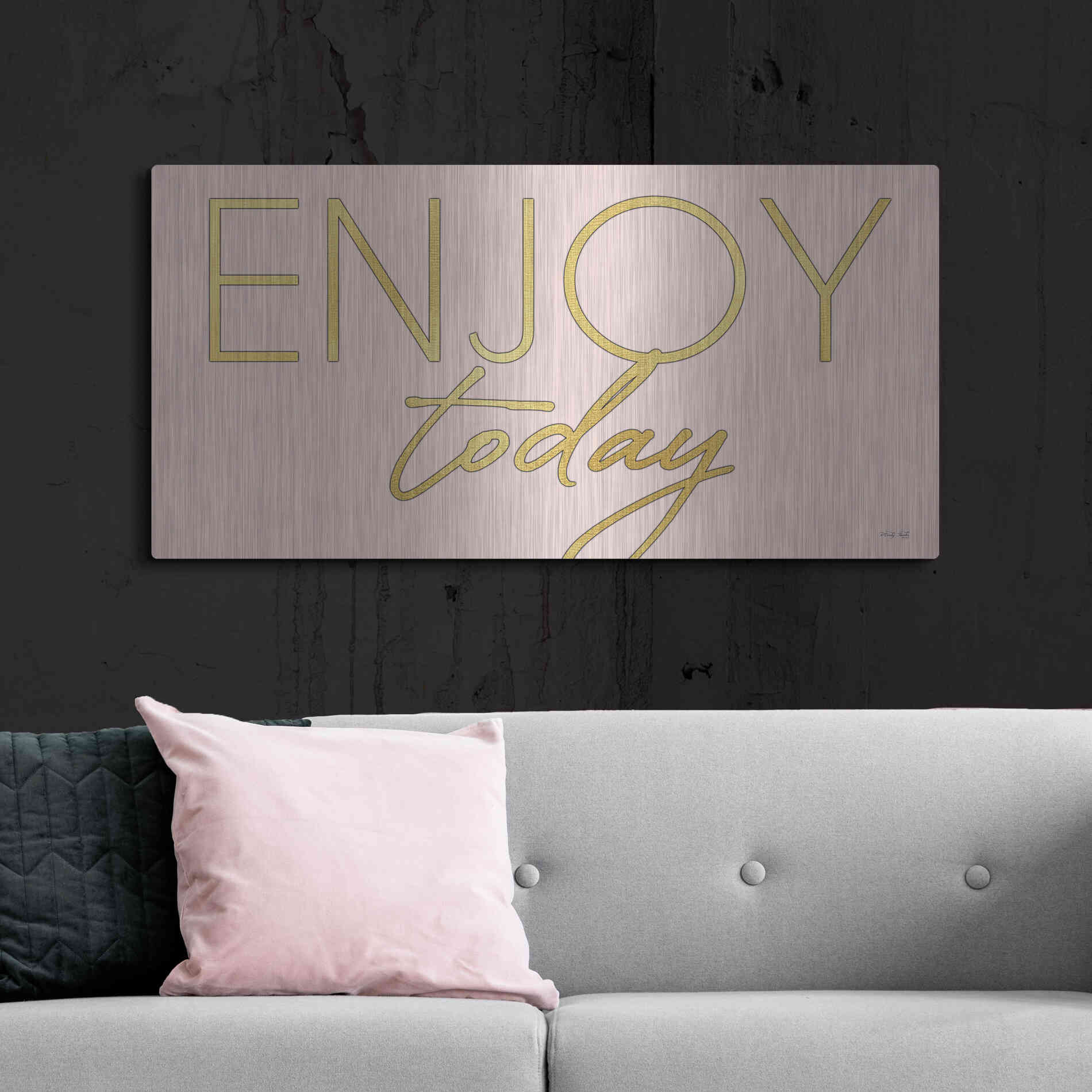 Luxe Metal Art 'Enjoy Today' by Cindy Jacobs, Metal Wall Art,48x24