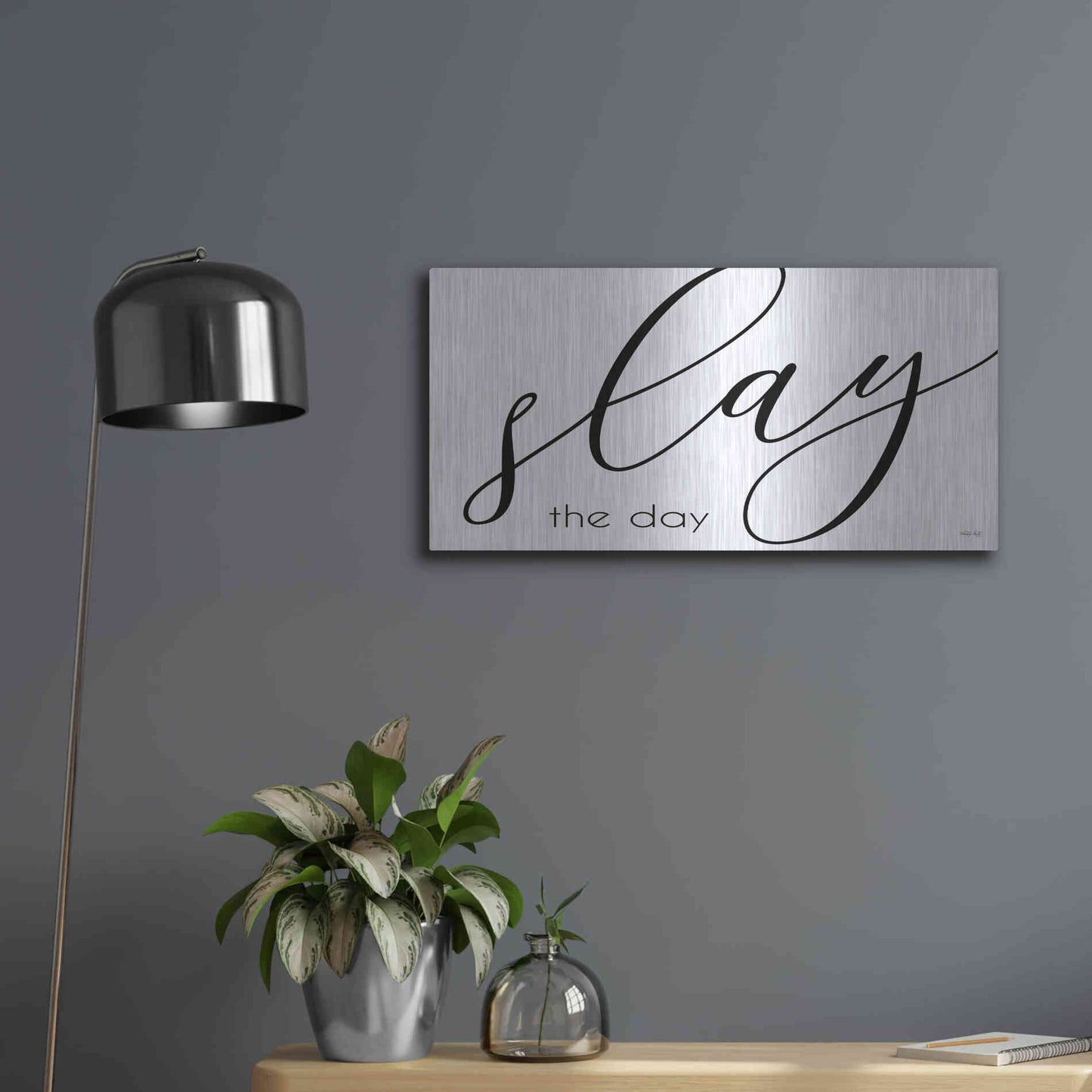 Luxe Metal Art 'Slay the Day' by Cindy Jacobs, Metal Wall Art,24x12