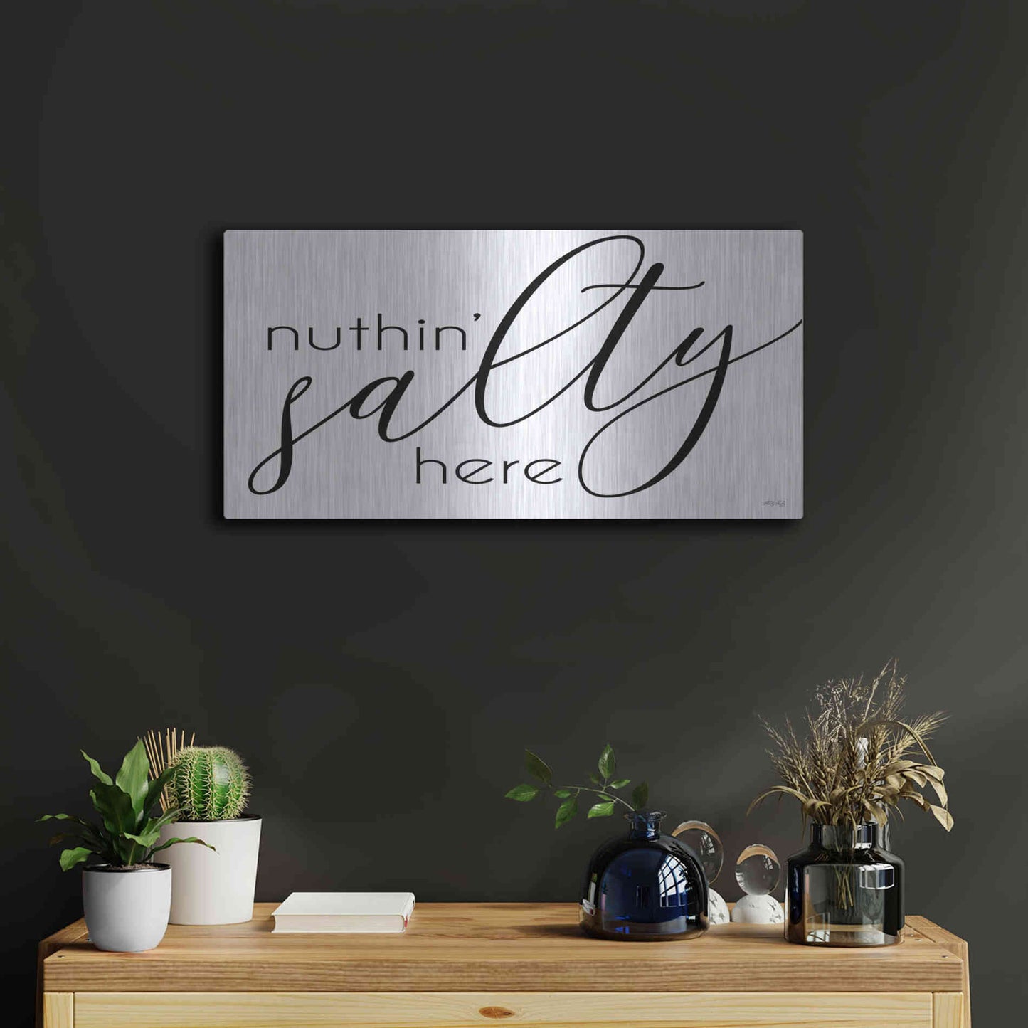 Luxe Metal Art 'Nuth'n Salty Here' by Cindy Jacobs, Metal Wall Art,24x12