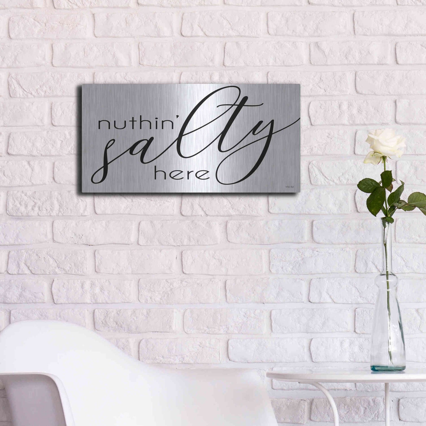 Luxe Metal Art 'Nuth'n Salty Here' by Cindy Jacobs, Metal Wall Art,24x12