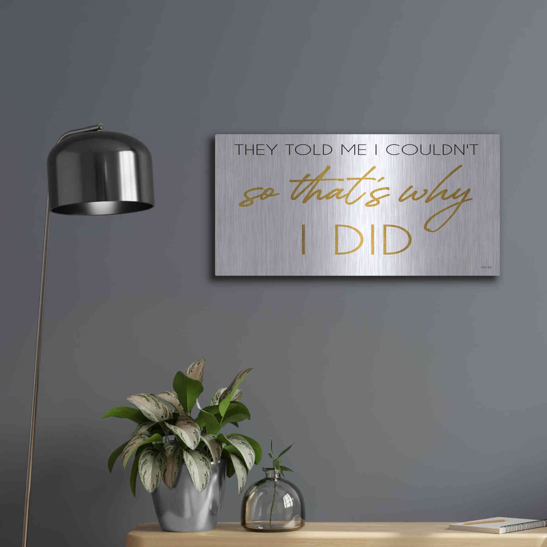 Luxe Metal Art 'I Did' by Cindy Jacobs, Metal Wall Art,24x12