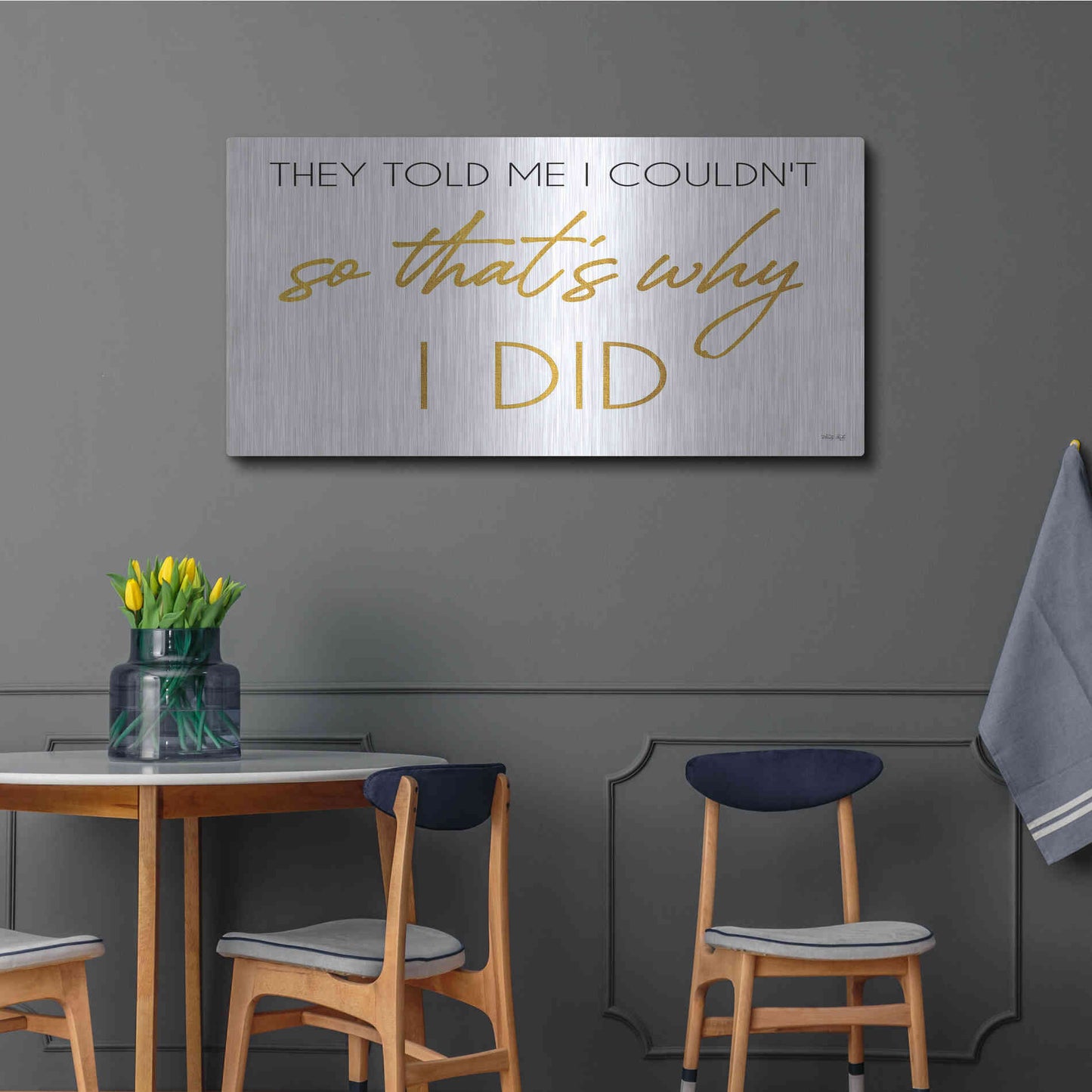 Luxe Metal Art 'I Did' by Cindy Jacobs, Metal Wall Art,48x24